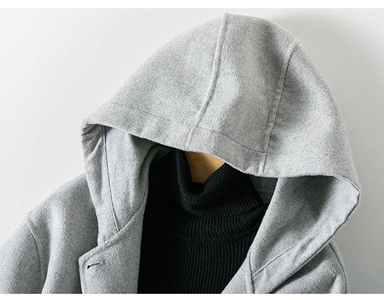 Plain Hood Button Short Coat Product Image