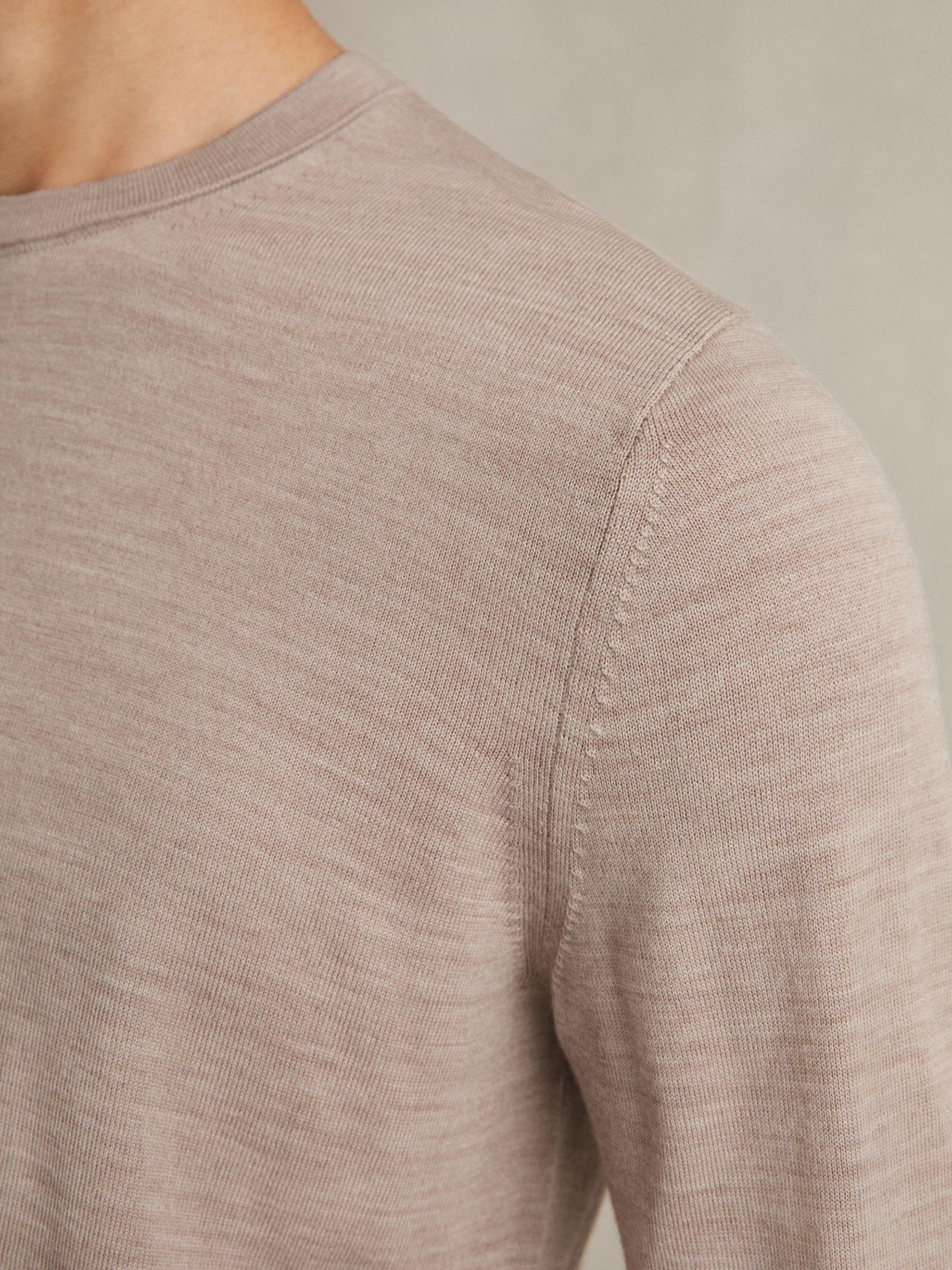 Merino Wool Crew Neck Jumper in Wheat Melange Product Image