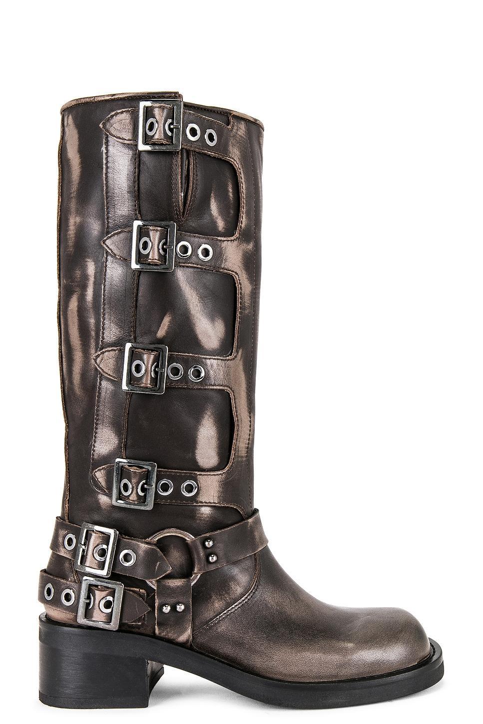 Steve Madden Brocks Distressed Leather Tall Moto Boots Product Image