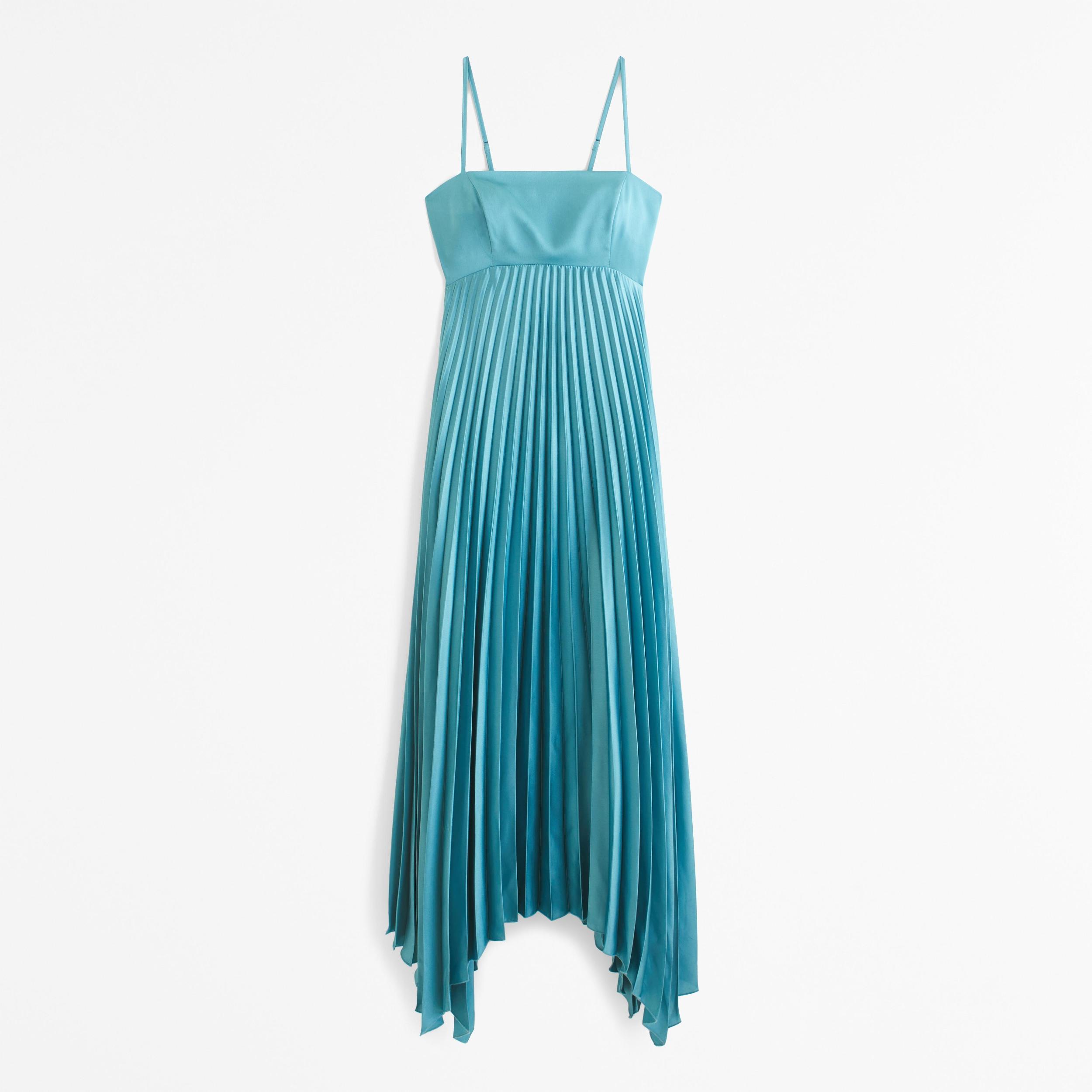 The A&F Giselle Clasp-Back Pleated Midi Dress Product Image