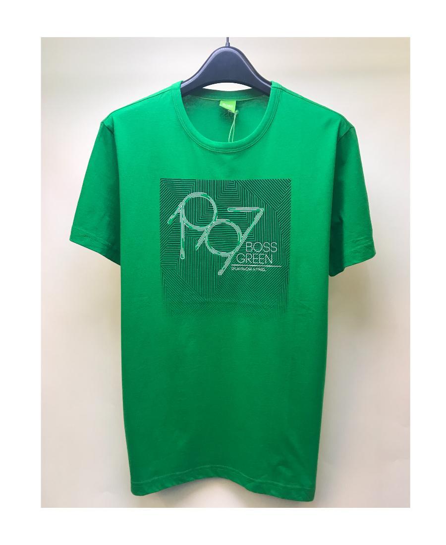HUGO BOSS Logo Round-necked T-shirt In Green Product Image