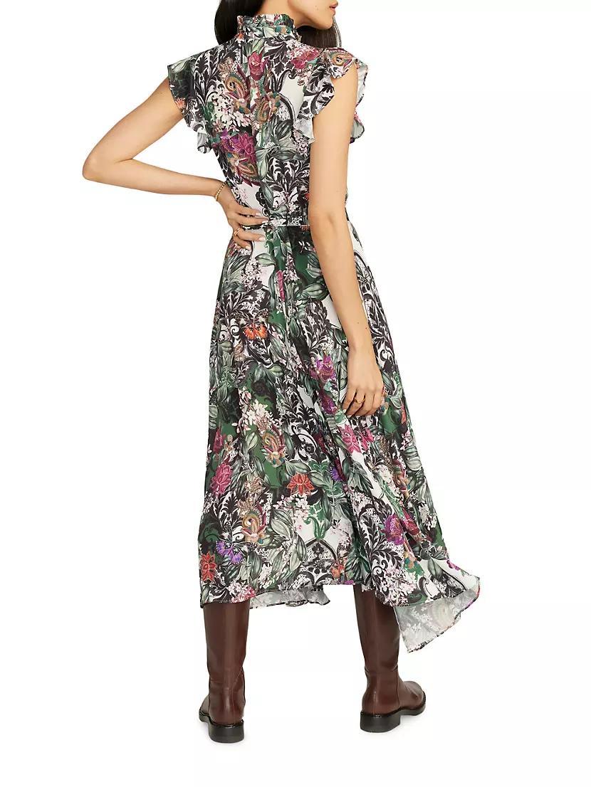 Sadie Floral Crêpe De Chine Sleeveless Midi-Dress Product Image