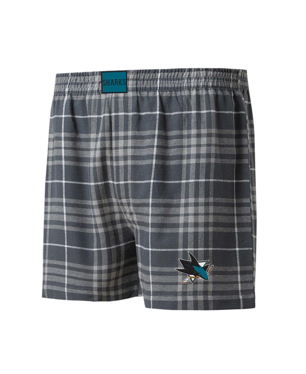 Men's Concepts Sport Charcoal/Gray San Jose Sharks Concord Flannel Boxers, Size: 2XL, Sks Charco Product Image