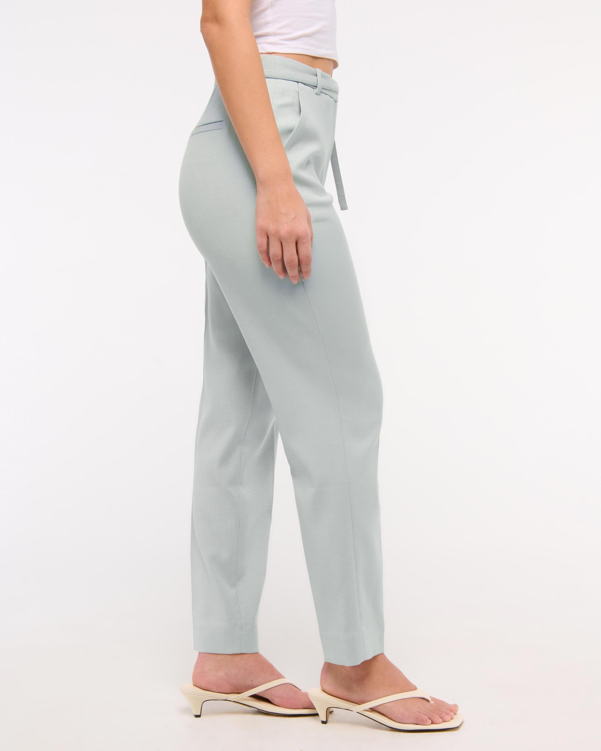 High Rise Belted Ankle Straight Pant Product Image