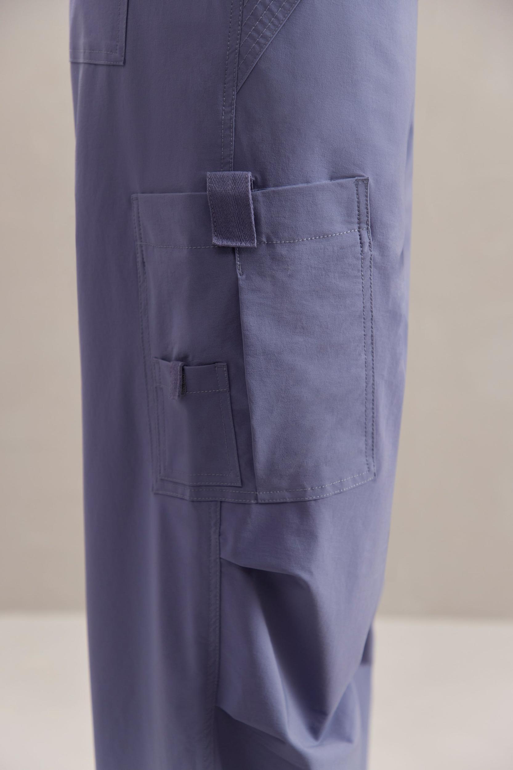 Wide Leg Cargo Trousers in Dusty Blue Product Image