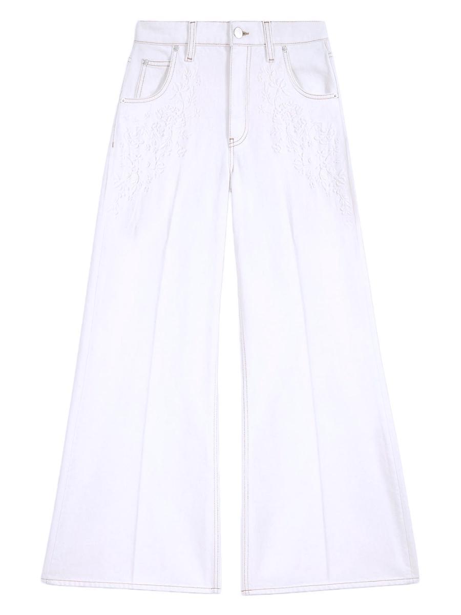 Womens Embroidered High-Waisted Jeans Product Image