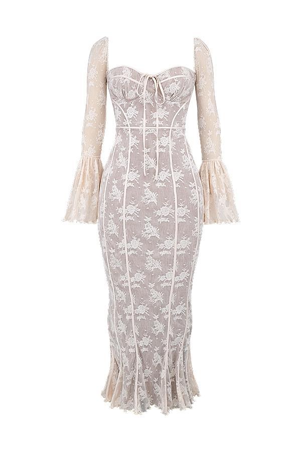 Delilah Vintage Cream Lace Maxi Dress Product Image