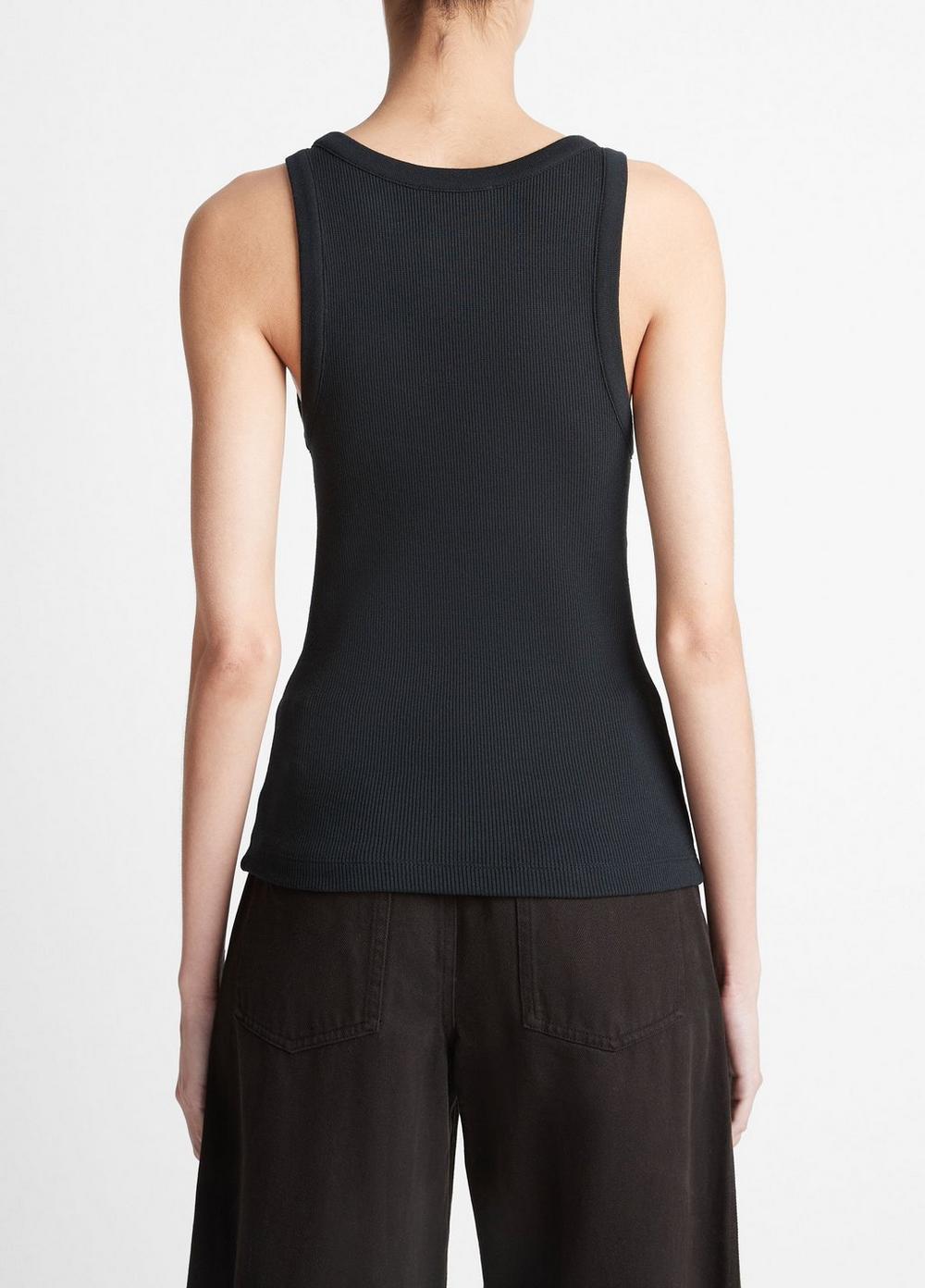 Womens Ribbed Scoop-Neck Tank, Optic White, Size S Vince Product Image