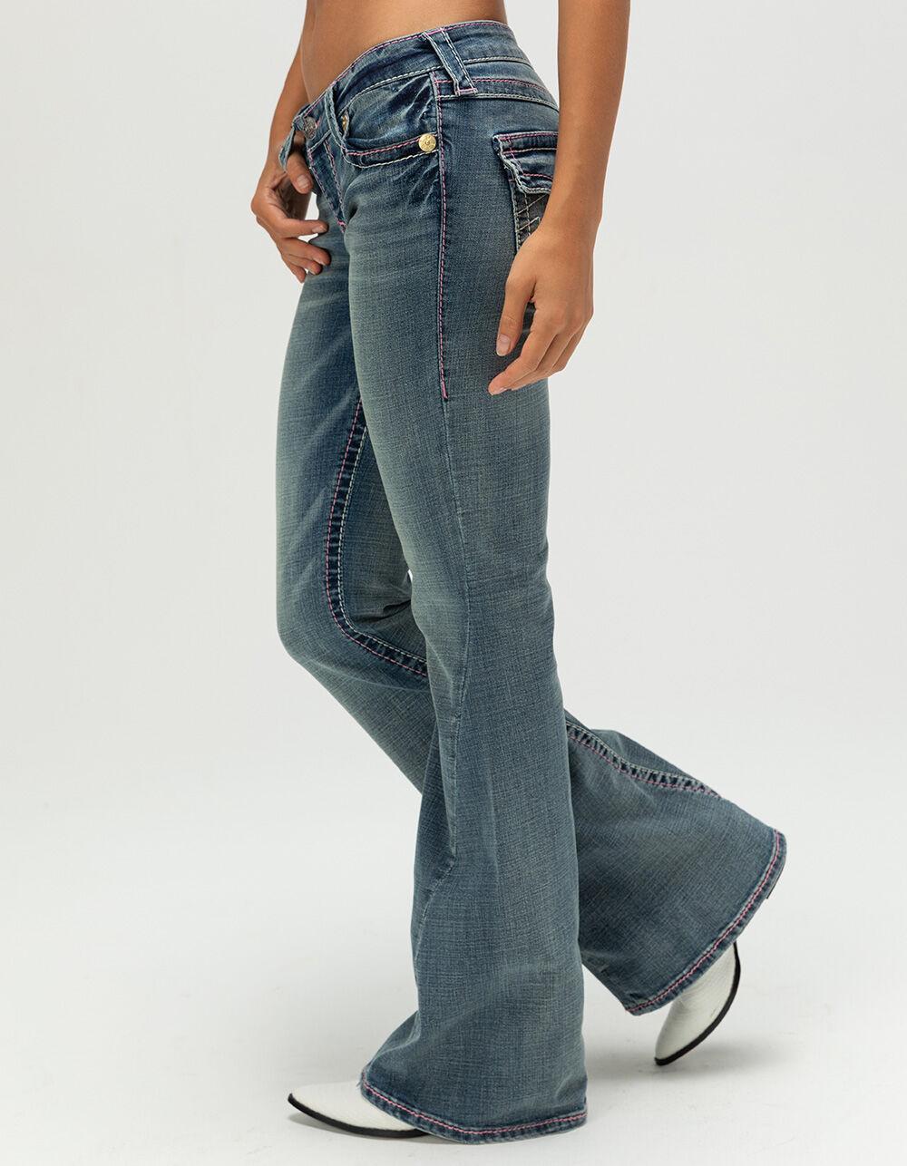 TRUE RELIGION x Bella Doña Joey Low Rise Big T Womens Flare Jeans - MEDIUM WASH Product Image