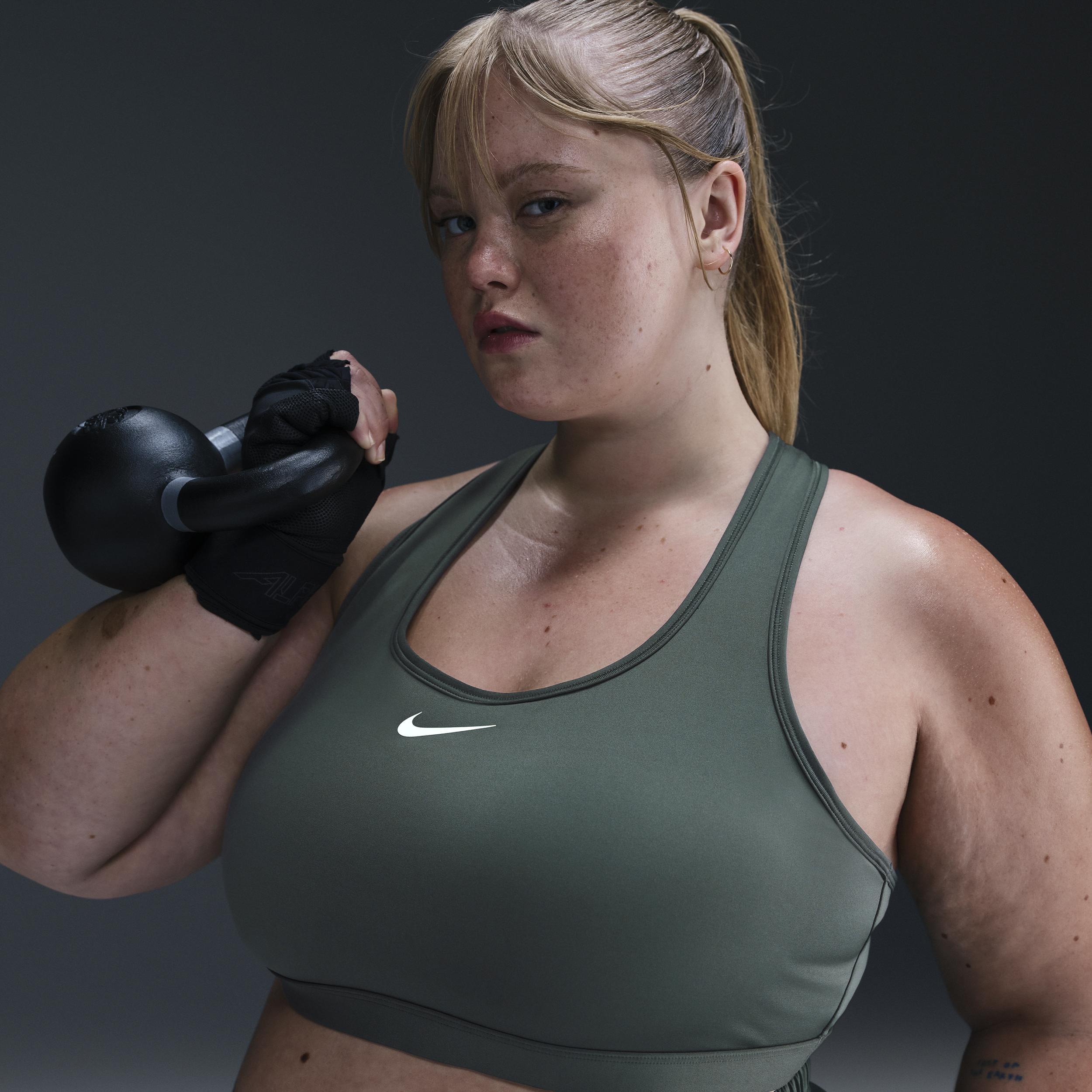 Plus Size Nike Swoosh Medium Padded Sports Bra, Women's, Size: 2XL, Pink Product Image