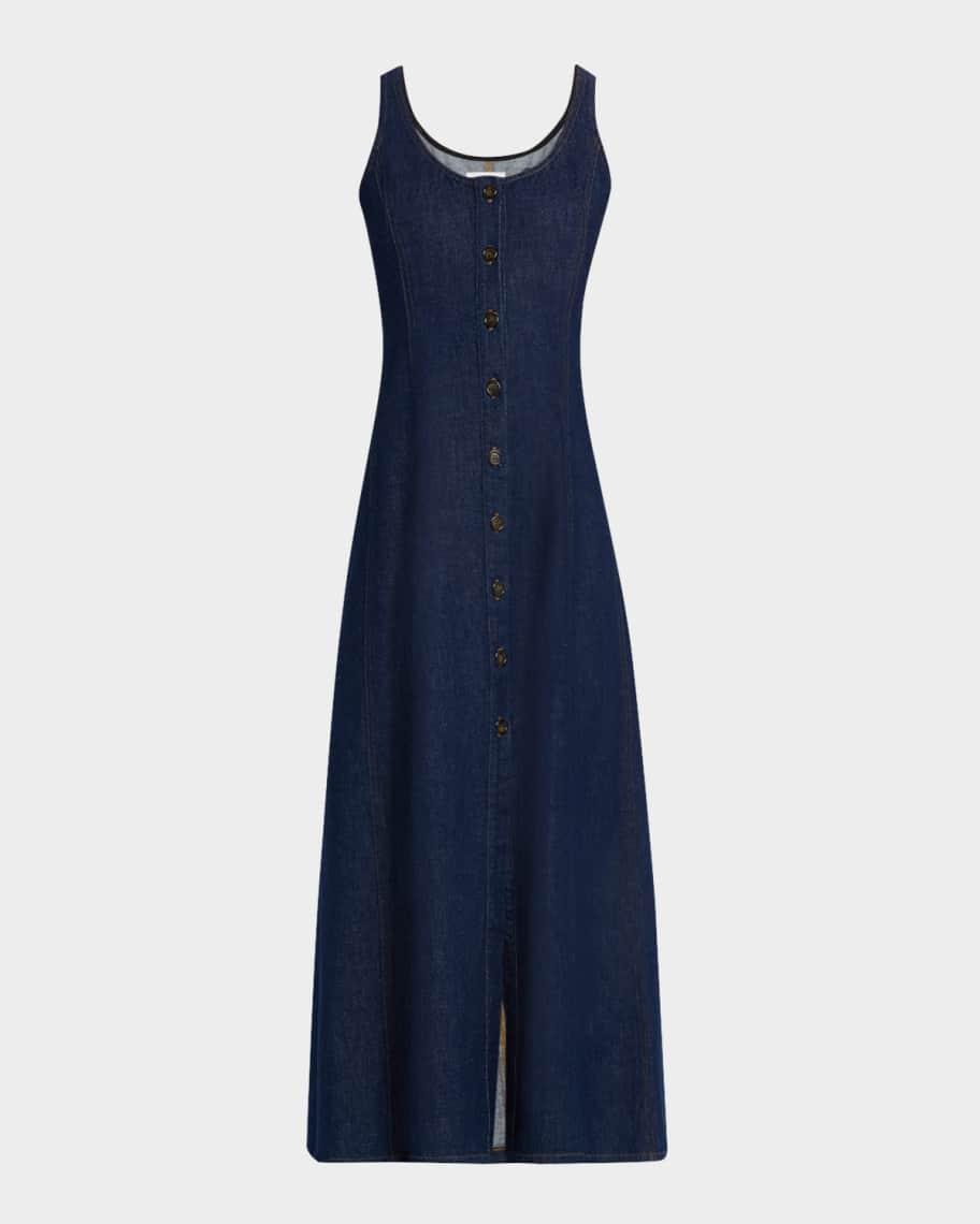 Farrow Sleeveless Cotton Denim Midi Dress Product Image