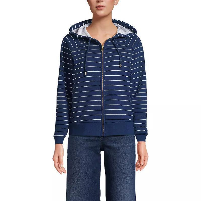 Women's Lands' End Relaxed Long Sleeve Full Zip Hoodie, Size: Large, Soft Gray Grey Product Image