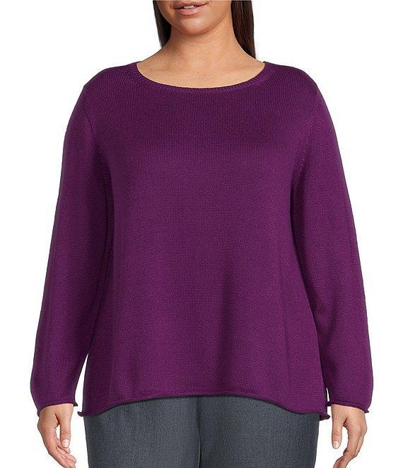 Eileen Fisher Plus Peruvian Cotton Blend Boat Neck Long Sleeve Sweater Product Image