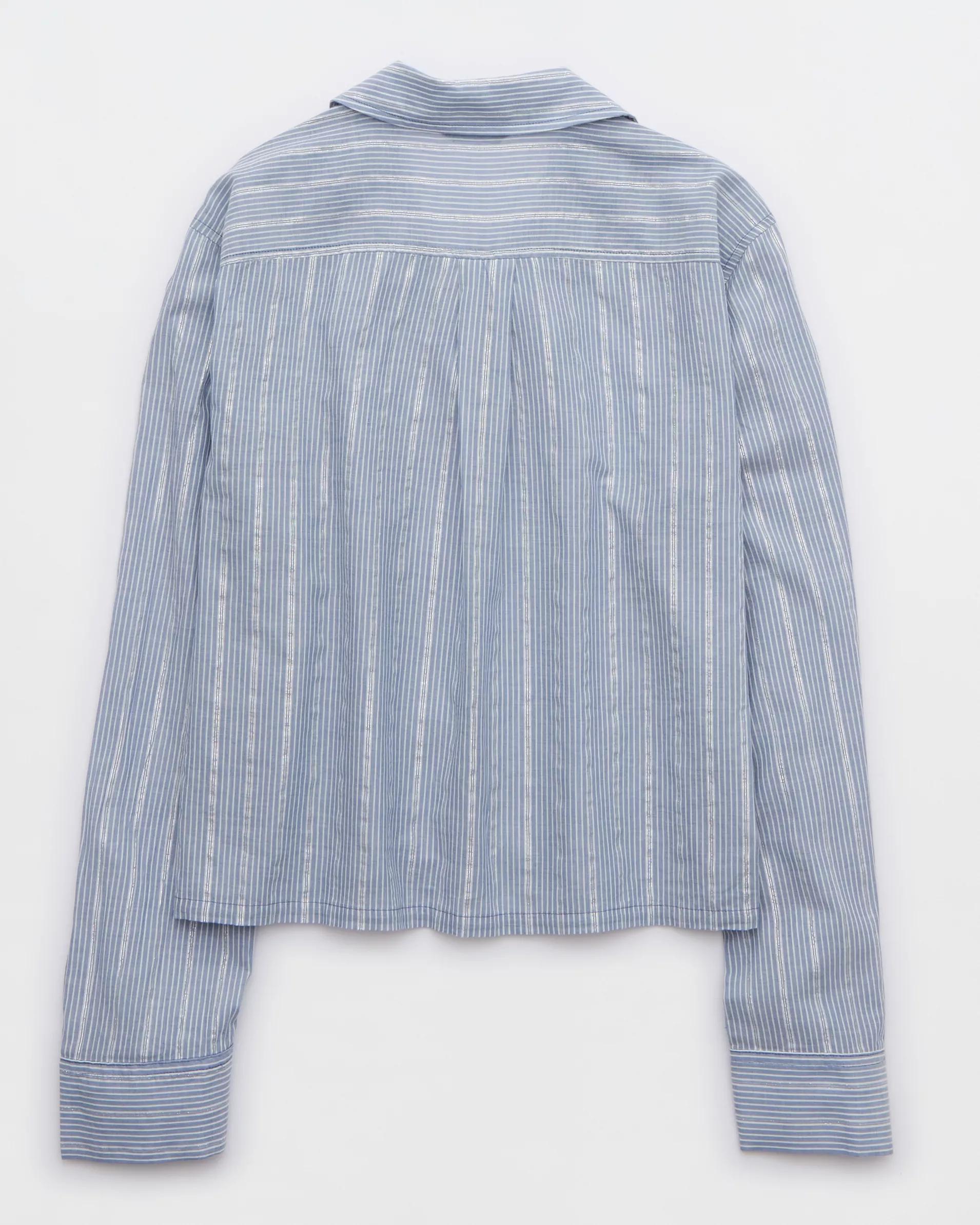 Aerie Off-Duty Poplin Tie Front Pajama Shirt Product Image