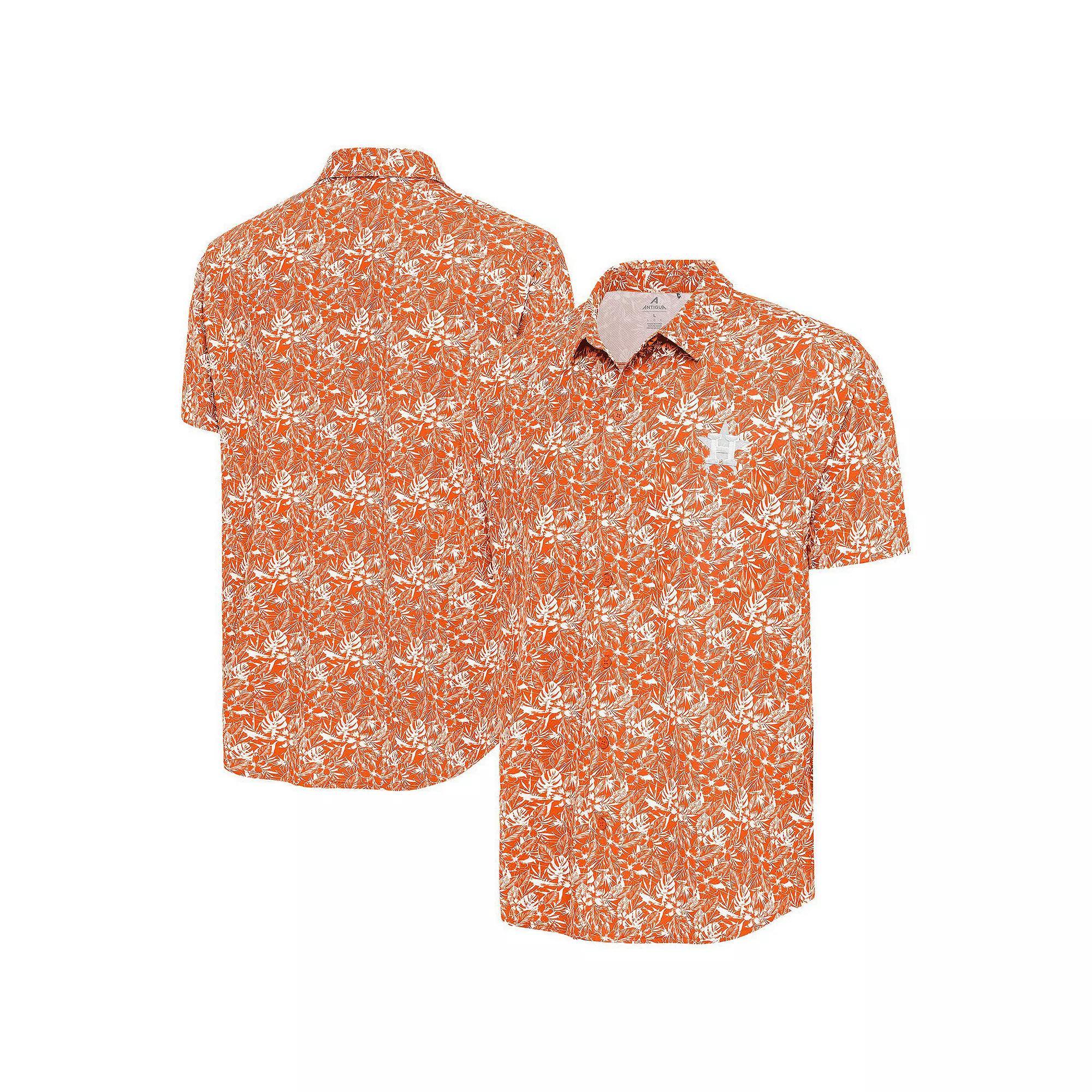 Men's Antigua Orange Houston Astros Resort Button-Up Shirt, Size: XXL Product Image