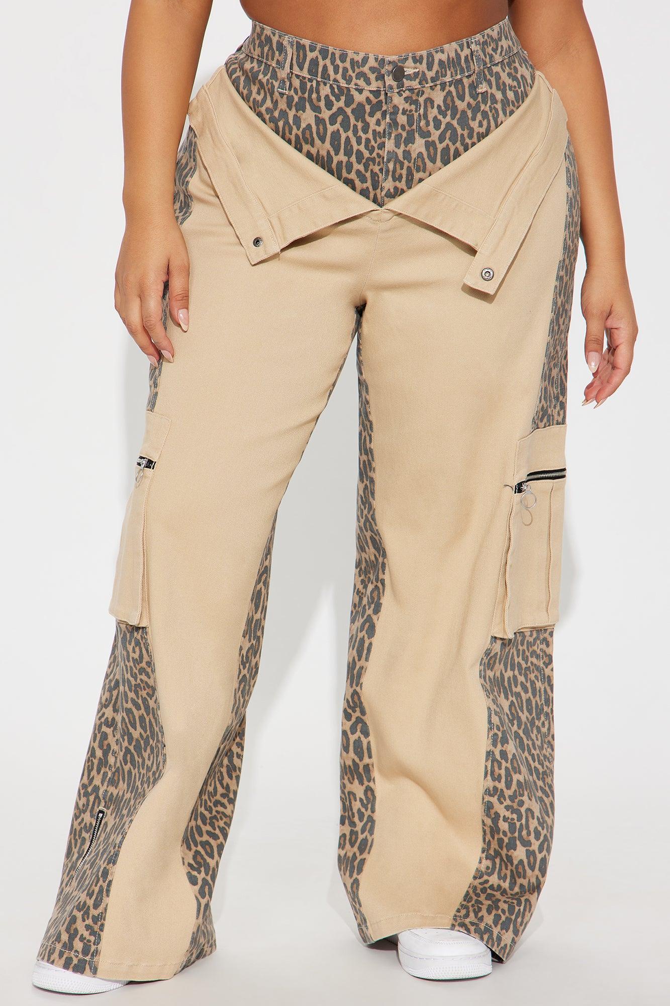 On The Prowl Leopard Twill Wide Leg Pant - Brown/combo Product Image