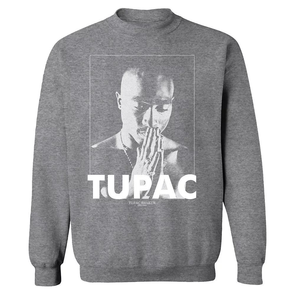 Men's Tupac Praying Hands Sweatshirt, Size: XL, Grey Heather Product Image