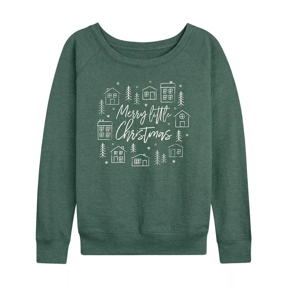 Women's Merry Little Christmas French Terry Long Sleeve Tee, Size: Large, Grey Green Product Image