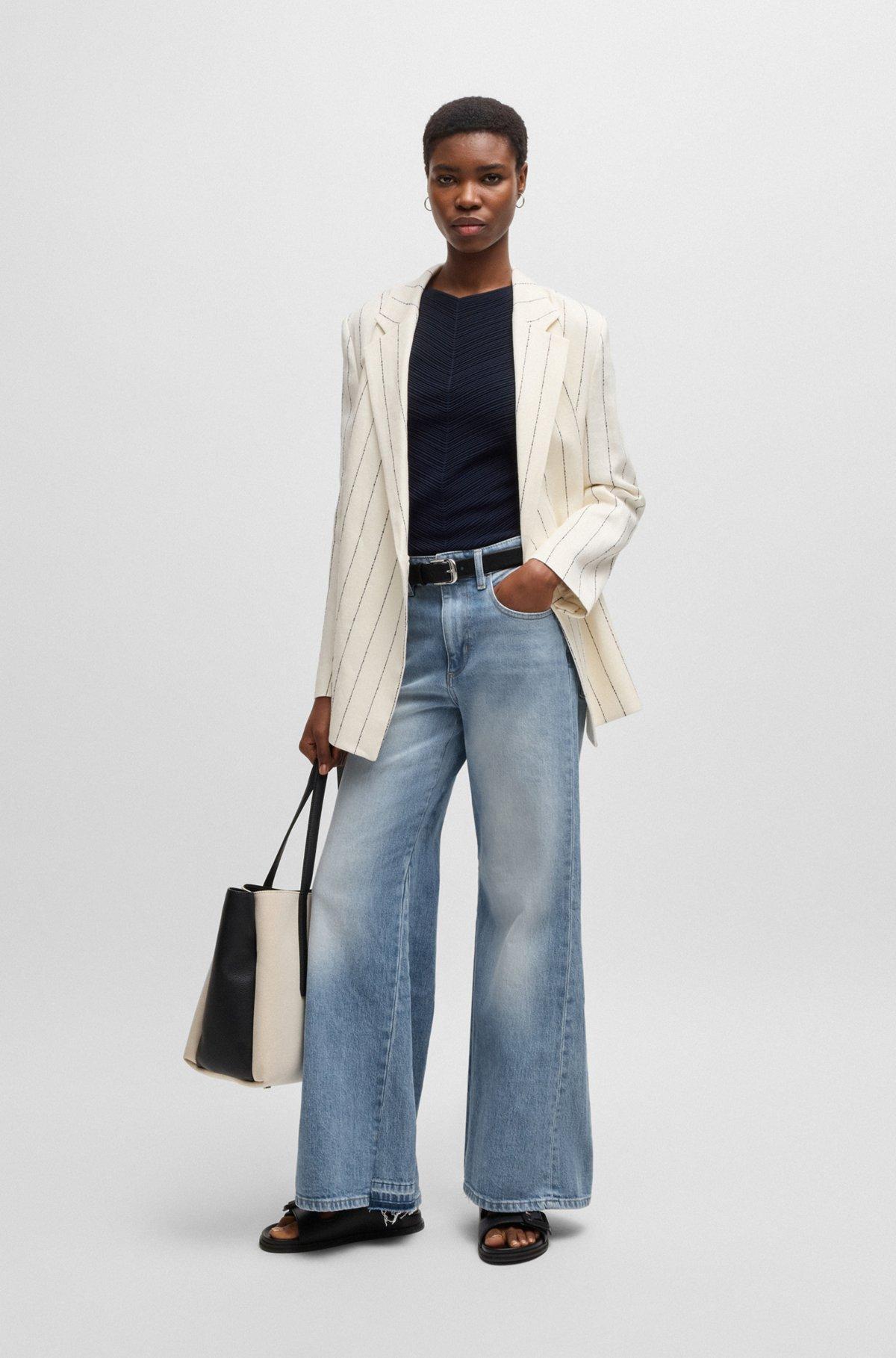 BOSS - Flared-leg jeans in blue comfort-stretch denim - Light Blue Product Image