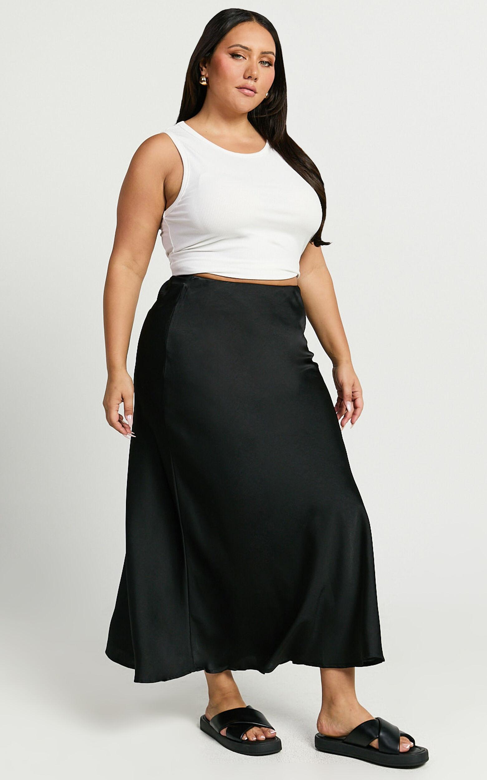 Amari Maxi Skirt - High Waisted Bias Cut Skirt in Black Product Image
