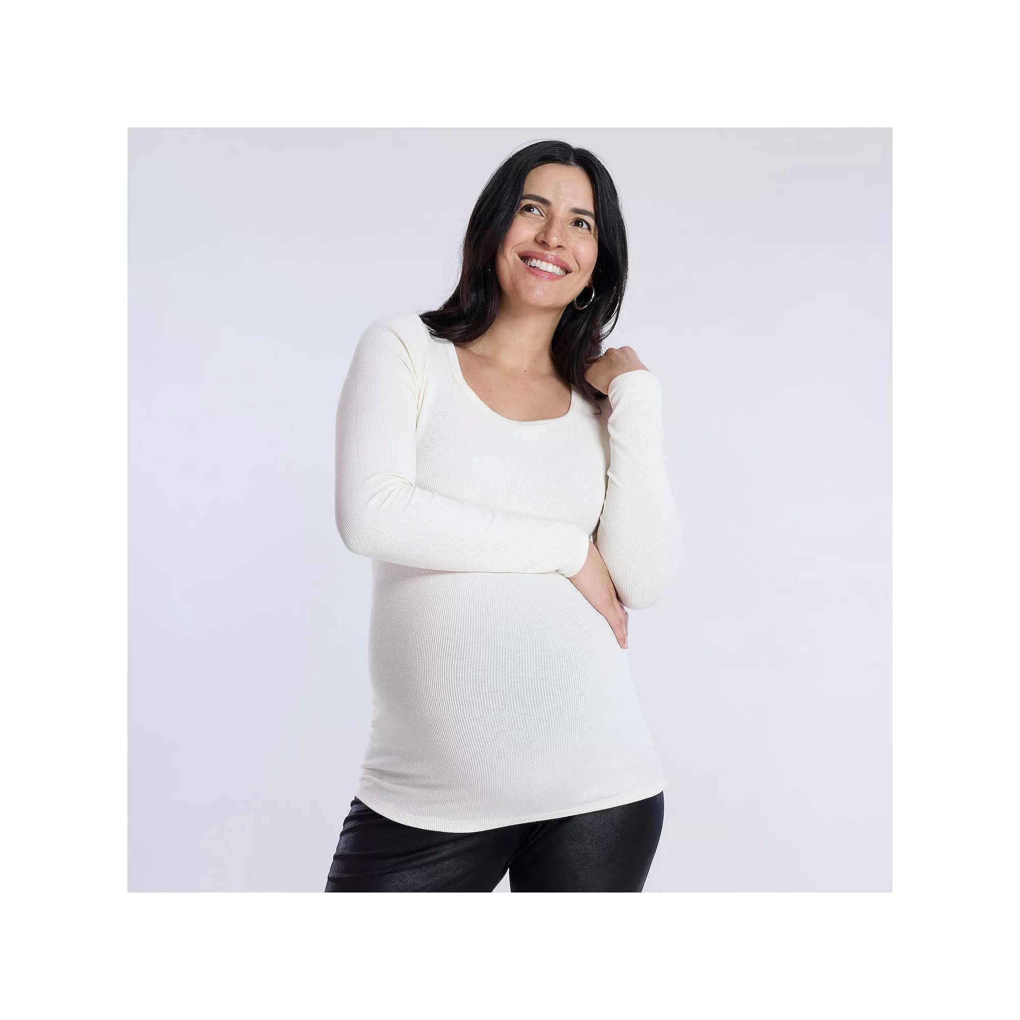 Maternity Motherhood® Square Neck Long Sleeve Tee, Women's, Size: XS-MAT, Sodalite Blue Product Image