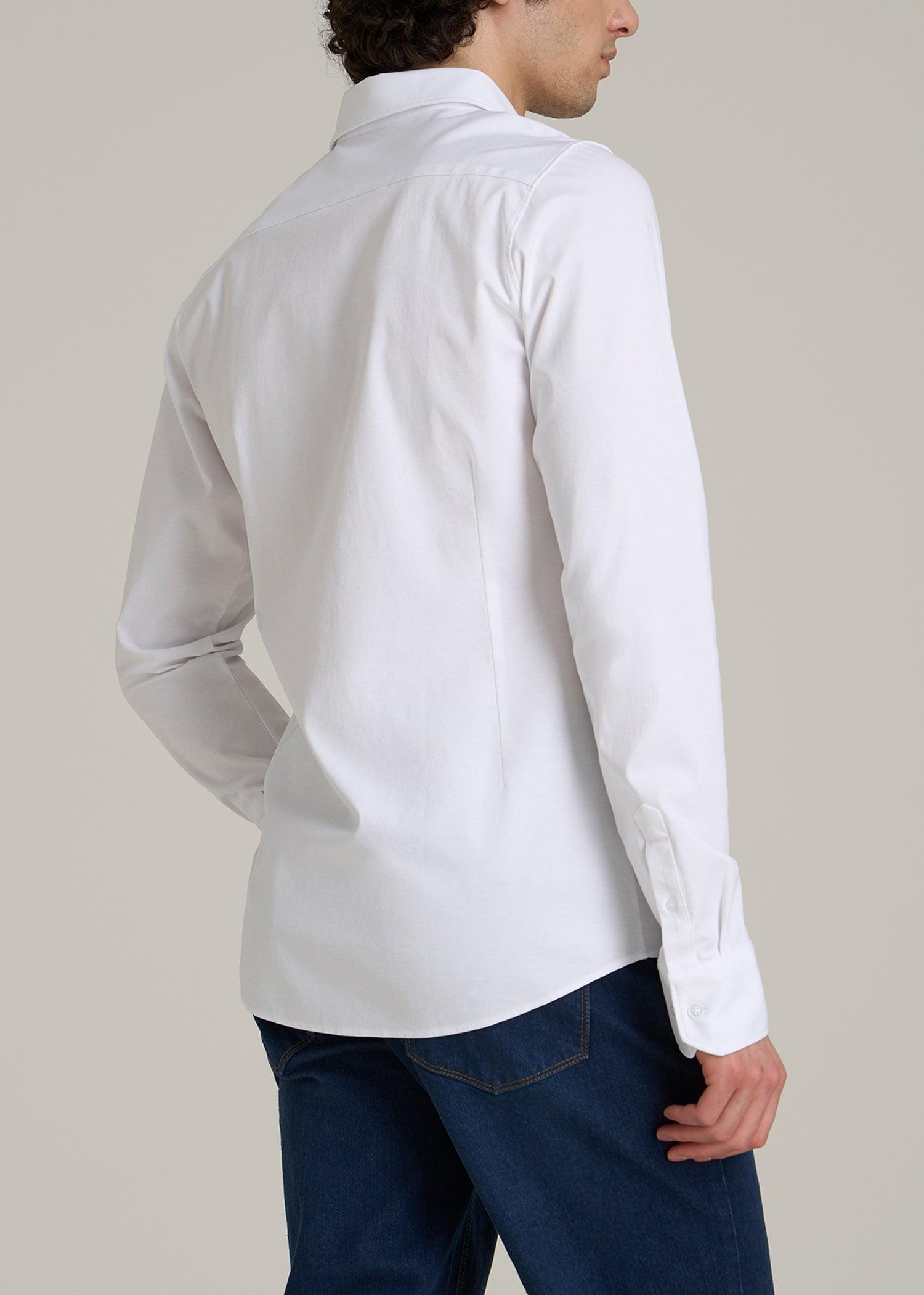Stretch Jersey Dress Shirt for Tall Men in Optic White Product Image