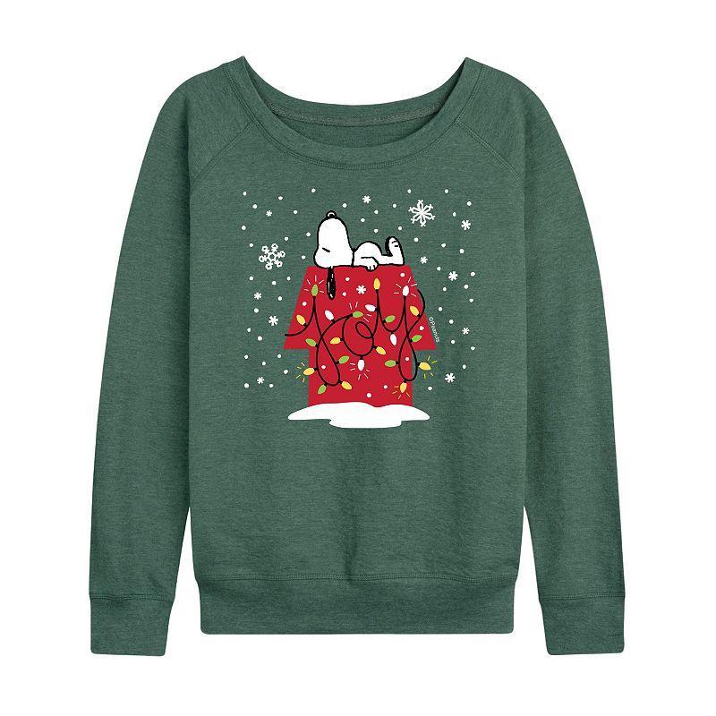 Women's Peanuts Snoopy Joy French Terry Long Sleeve Tee, Size: Small, Grey Green Product Image