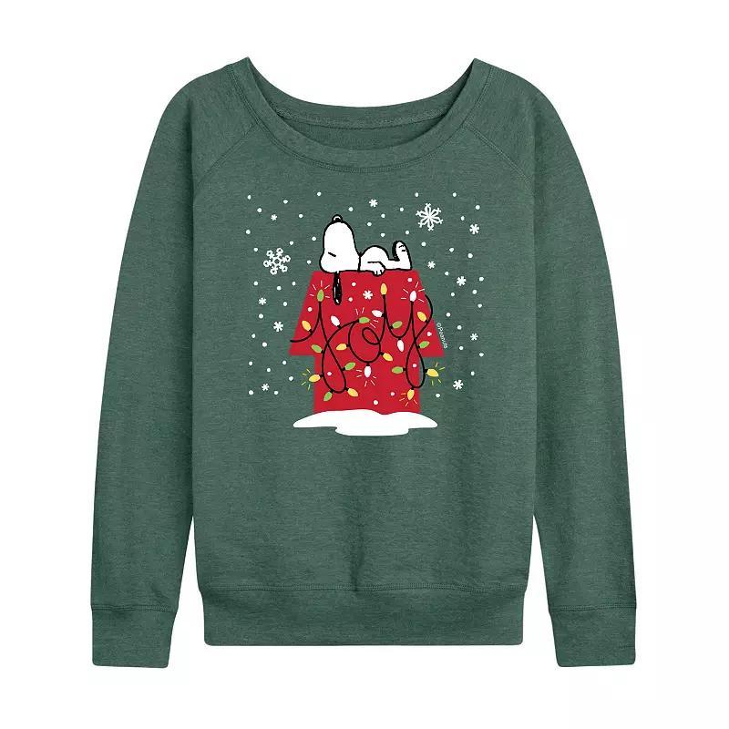Women's Peanuts Snoopy Joy French Terry Long Sleeve Tee, Size: Small, Grey Green Product Image
