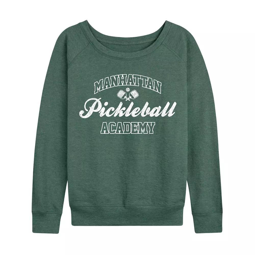 Womens Manhattan Pickleball Academy French Terry Long Sleeve Tee, Girls Grey Blue Product Image