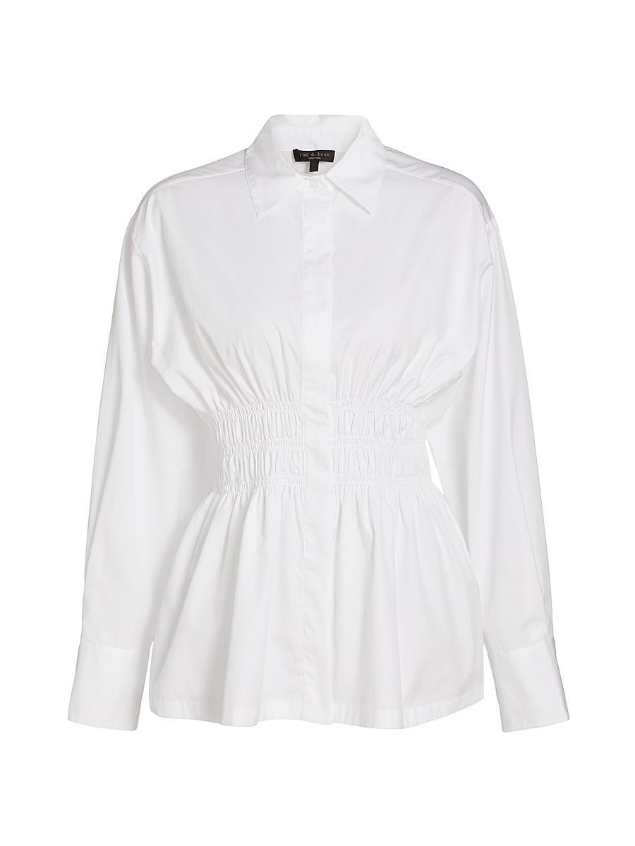 Womens Blythe Gathered Cotton Poplin Shirt Product Image