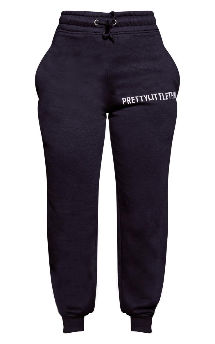 PRETTYLITTLETHING Navy Logo High Waisted Cuffed Sweatpant Product Image