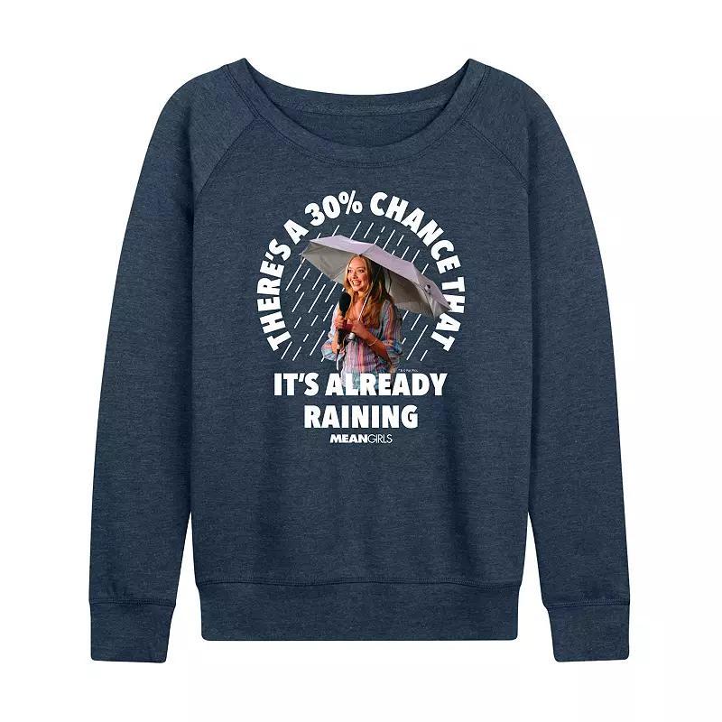 Womens Mean Girls Its Already Raining French Terry Long Sleeve Tee Grey Indigo Product Image