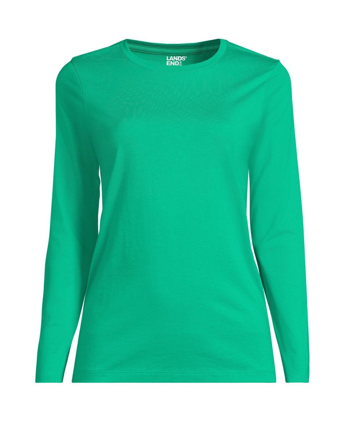 Petite Lands' End Relaxed-Fit Supima Long Sleeve Cotton Crewneck Tee, Women's, Size: XS Petite, Black Product Image