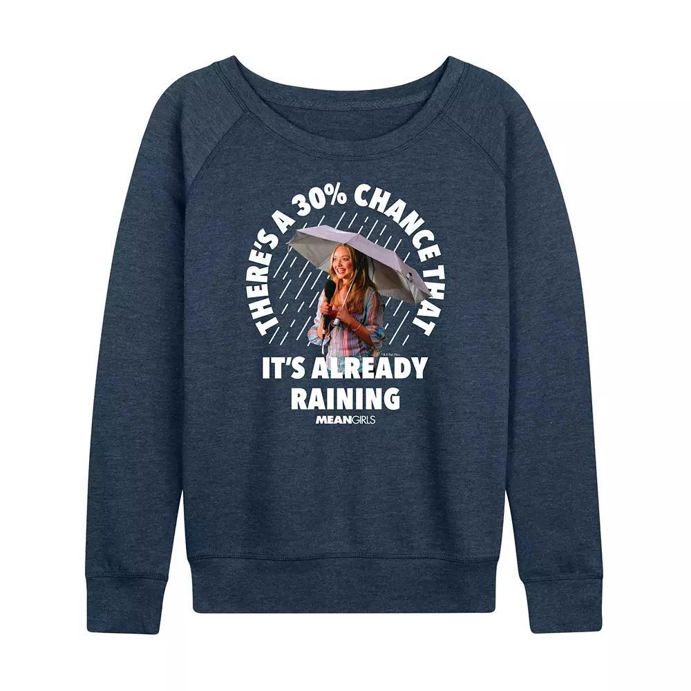 Womens Mean Girls Its Already Raining French Terry Long Sleeve Tee Grey Indigo Product Image