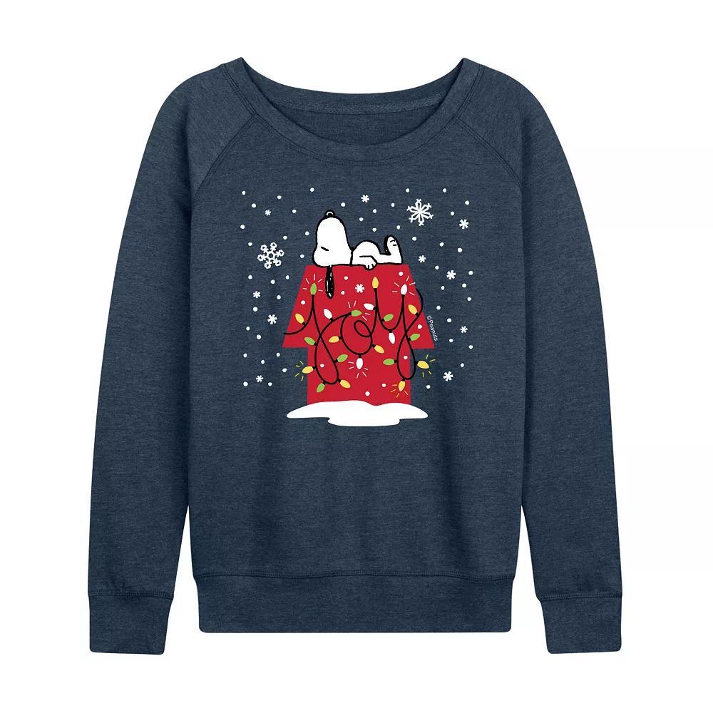Women's Peanuts Snoopy Joy French Terry Long Sleeve Tee, Size: Small, Grey Green Product Image