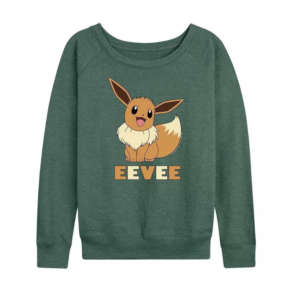 Womens Pokemon Eevee French Terry Long Sleeve Tee Grey Green Product Image