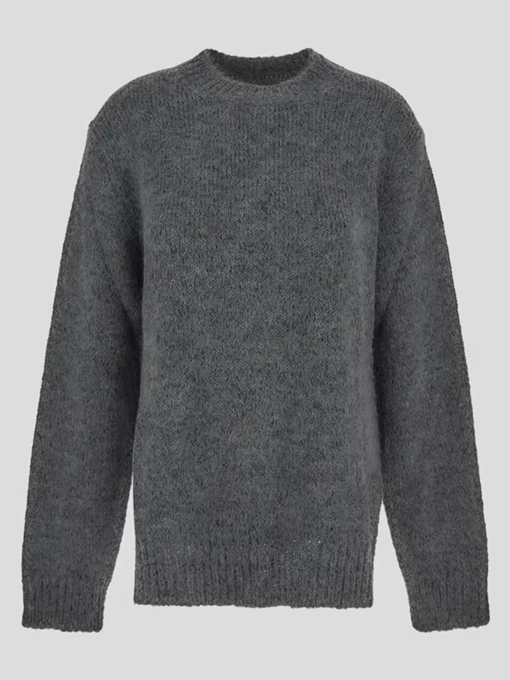 JIL SANDER Oversized Grey Sweater With Ribbed Trim In Wool Woman In Multicolor Product Image