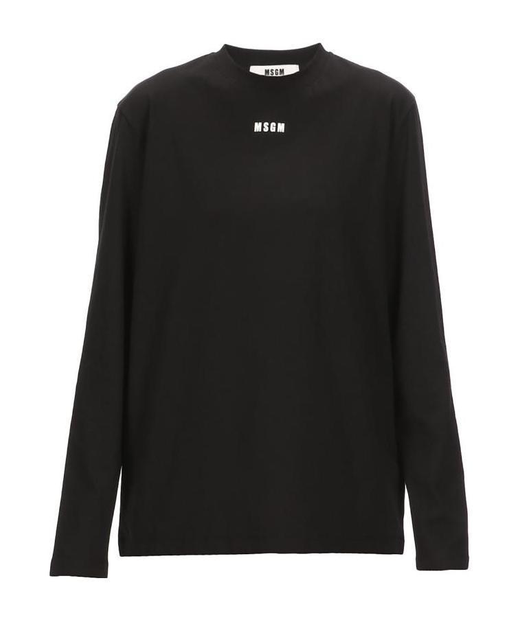MSGM Logo Printed Long-sleeved T-shirt In Black Product Image