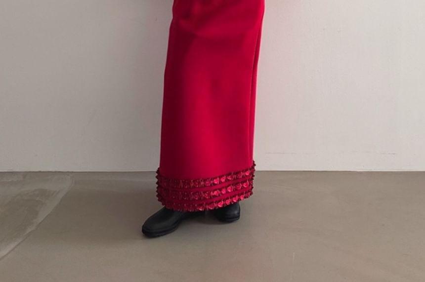 Elastic Waist Frilled Maxi Skirt Product Image