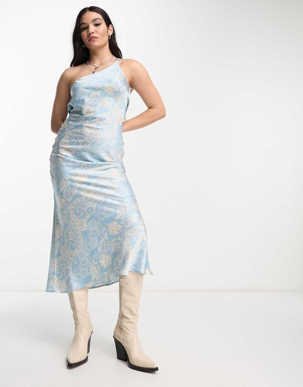 Emory Park satin paisley print one shoulder midaxi dress Product Image