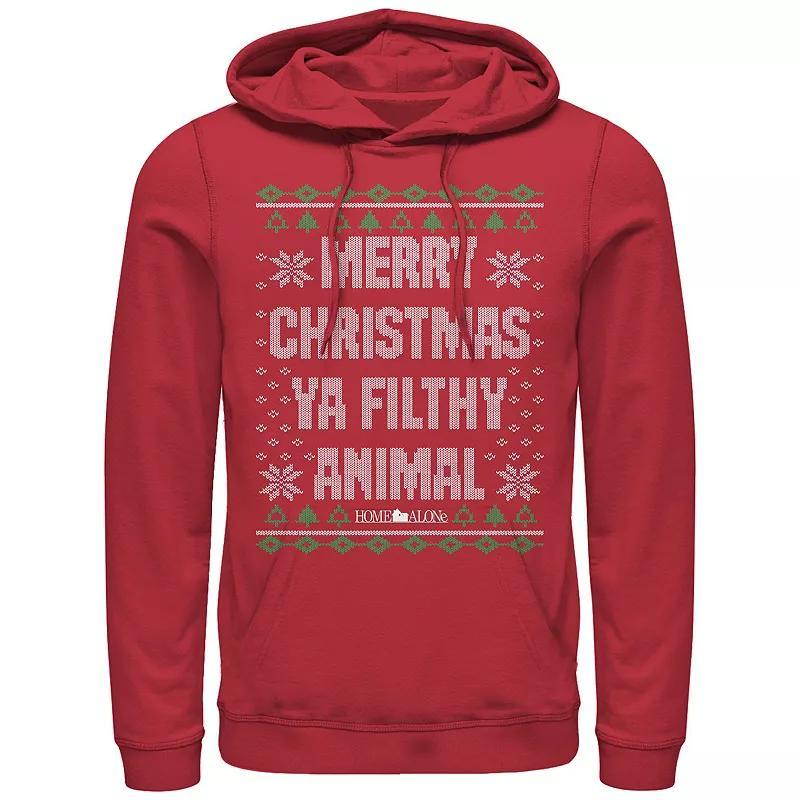Big & Tall Home Alone Merry Christmas Ya Filthy Animal Sweater Graphic Hoodie, Men's, Size: Medium, Red Product Image