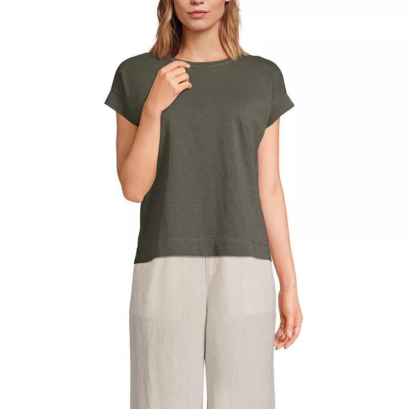 Women's Lands' End Short Sleeve Boxy Slub Tee, Size: Small, Ivory Product Image