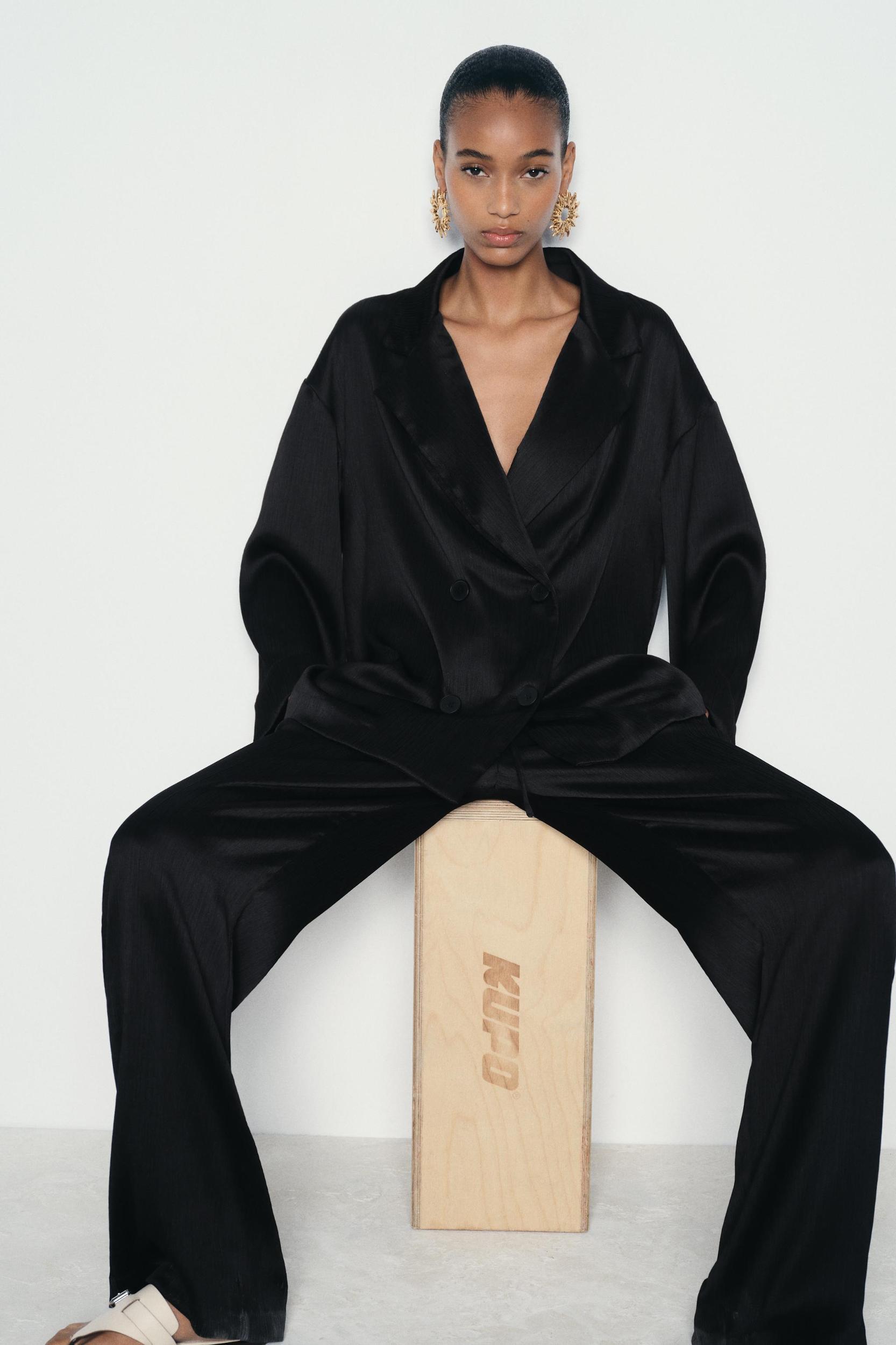 WRINKLED EFFECT WIDE LEG PANTS Product Image