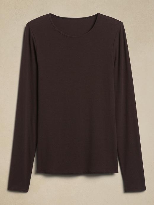 Ribbed Long-Sleeve Crew-Neck T-Shirt Product Image