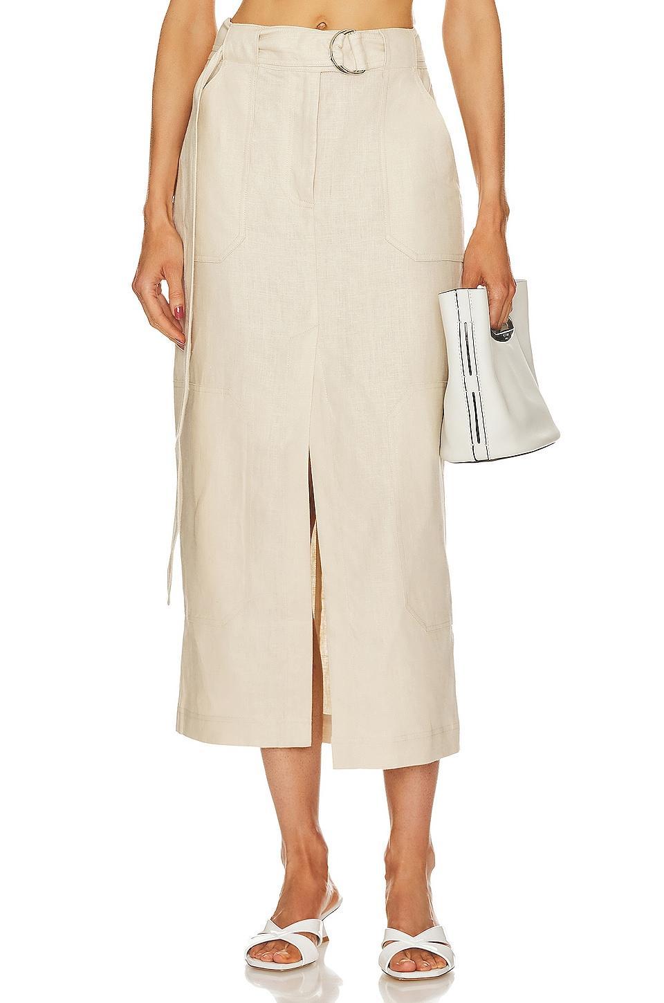 The Linen Cargo Midi Skirt GRLFRND Product Image