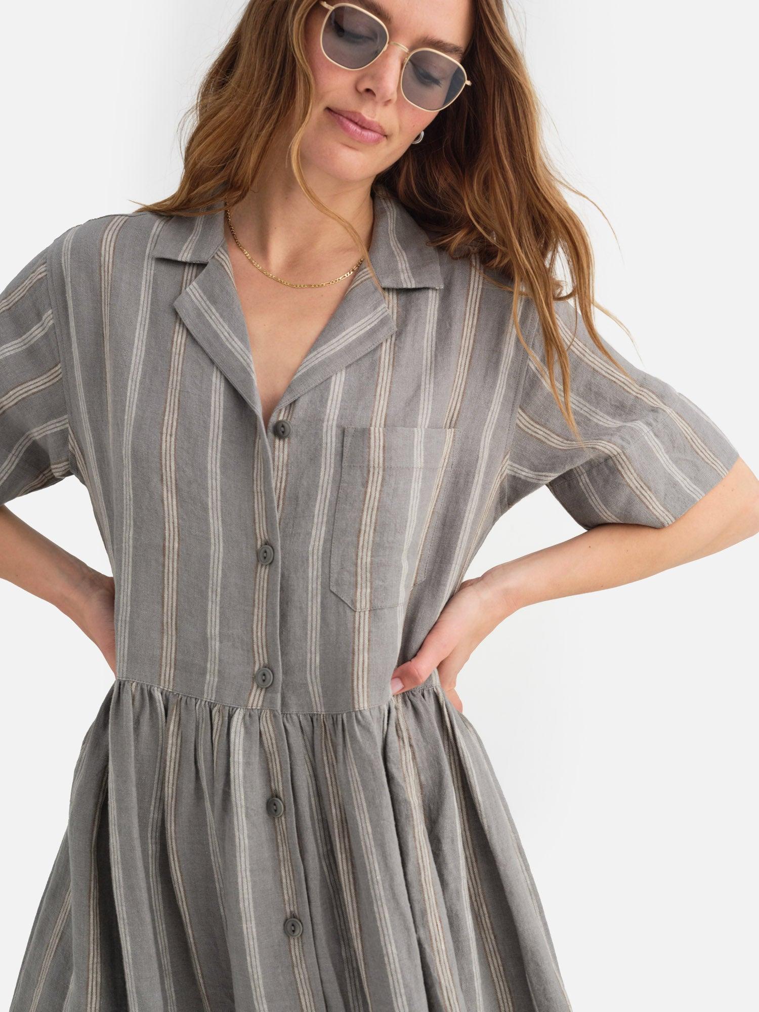 Organic Linen Shirt Dress Female Product Image