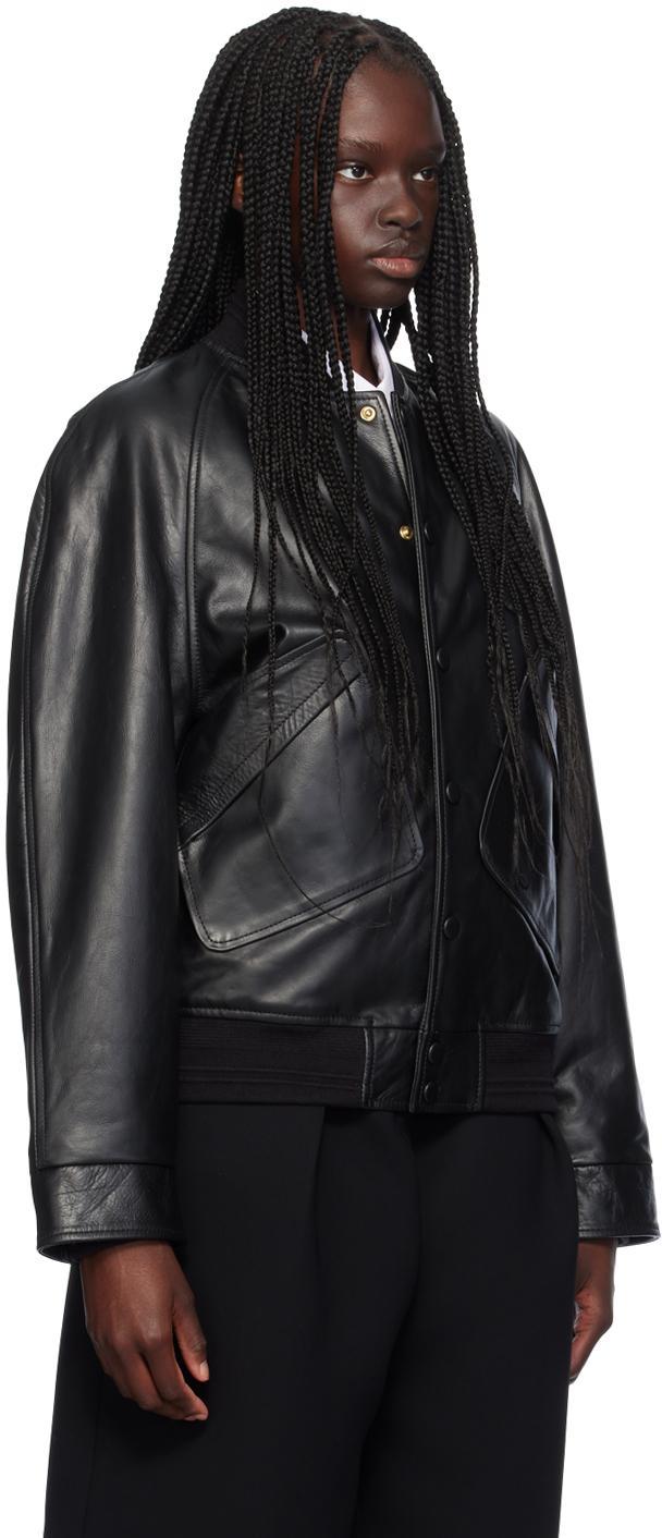 VICTORIA BECKHAM Black Varsity Leather Jacket Product Image