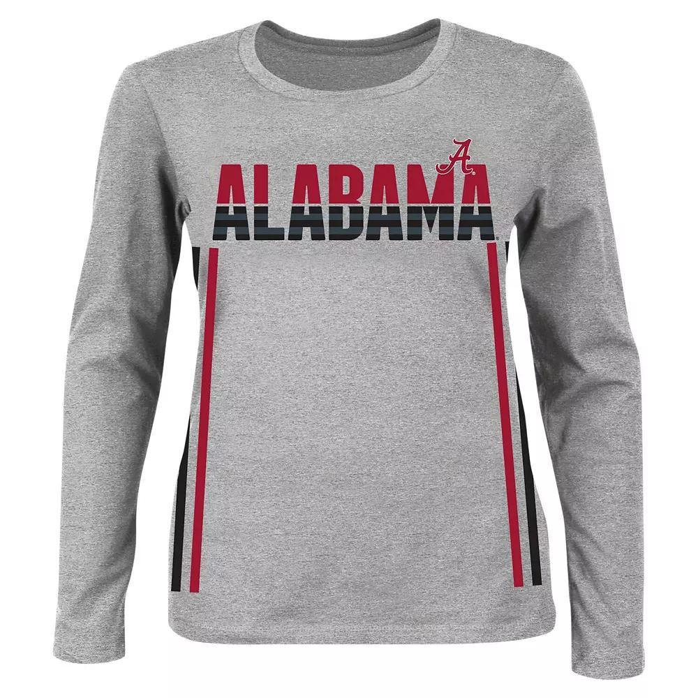 Women's Profile Heather Gray Alabama Crimson Tide Plus Size Side Stripe Fleece Pullover Sweatshirt, Size: 3XL, Grey Product Image