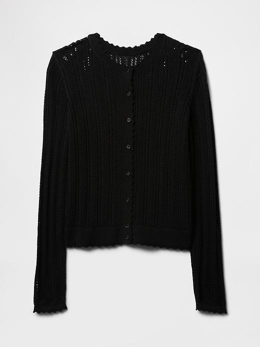 Linen-Blend Pointelle Cardigan Product Image