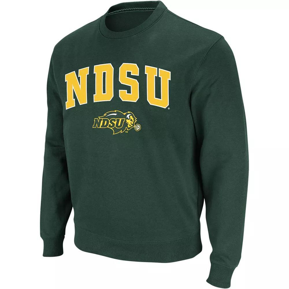 Men's Colosseum Green NDSU Bison Arch & Logo Crew Neck Sweatshirt, Size: Medium, Nds Green Product Image